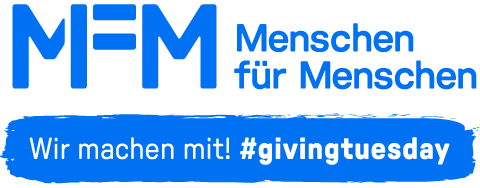 Menschen für Menschen Logo mit einem Banner Wir machen mit!