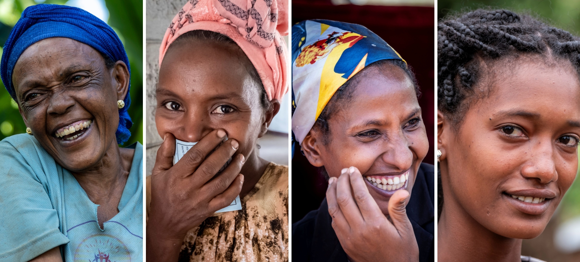 vier Frauenportraits äthiopischer Frauen zur Frauengesundheitskampagne